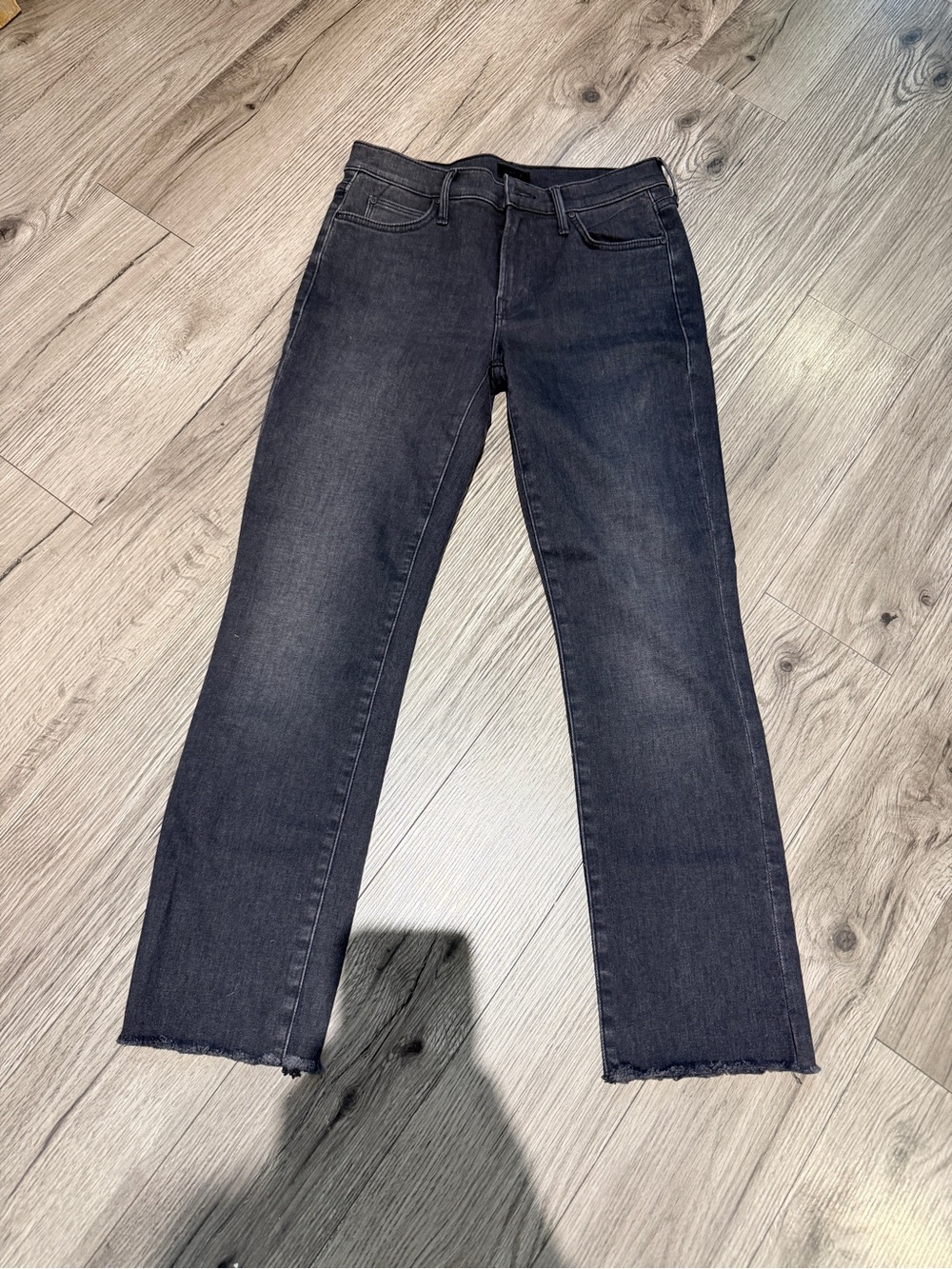 MOTHER Women's Washed Black Straight-Leg Jeans